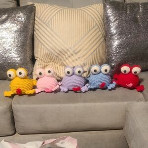 Handcrafted Crochet Frog Set in Multicolor